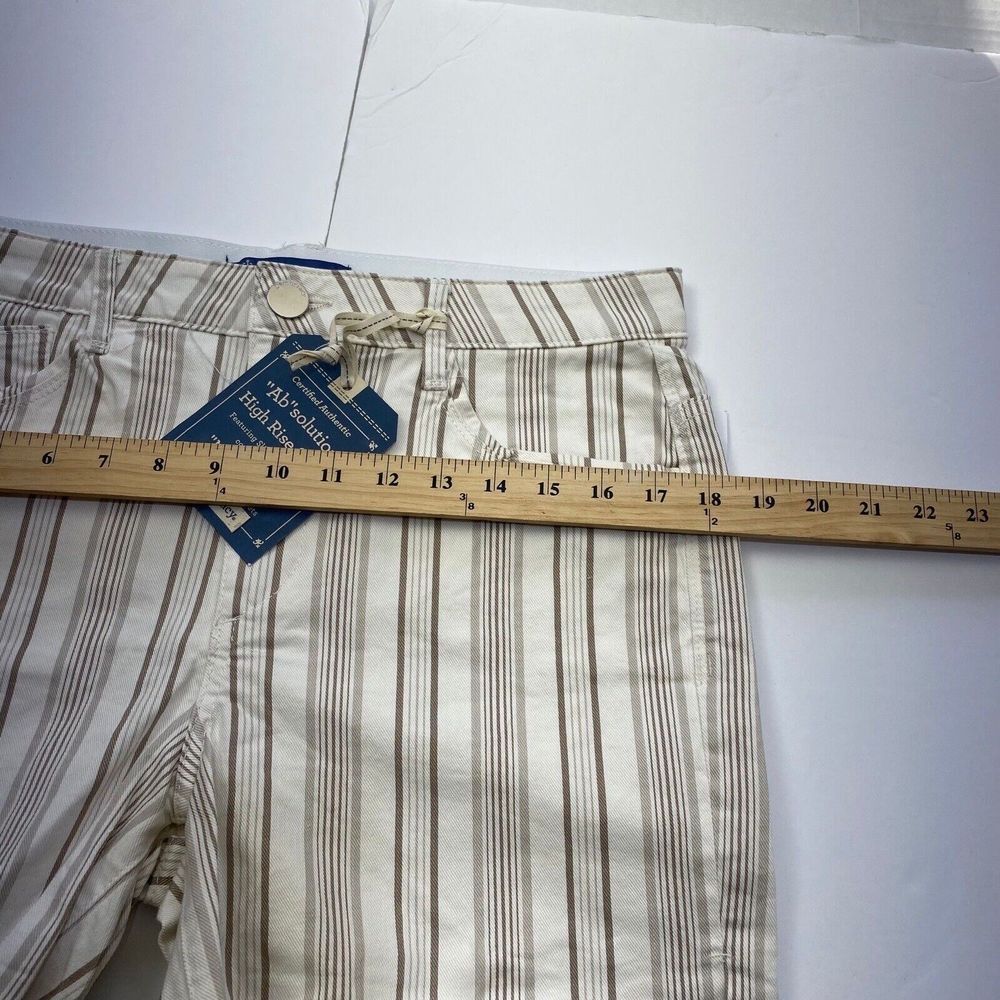 NEW Democracy Shorts Womens Size10 Cream Striped Ab Solution Mom Denim Jean - Picture 7 of 16